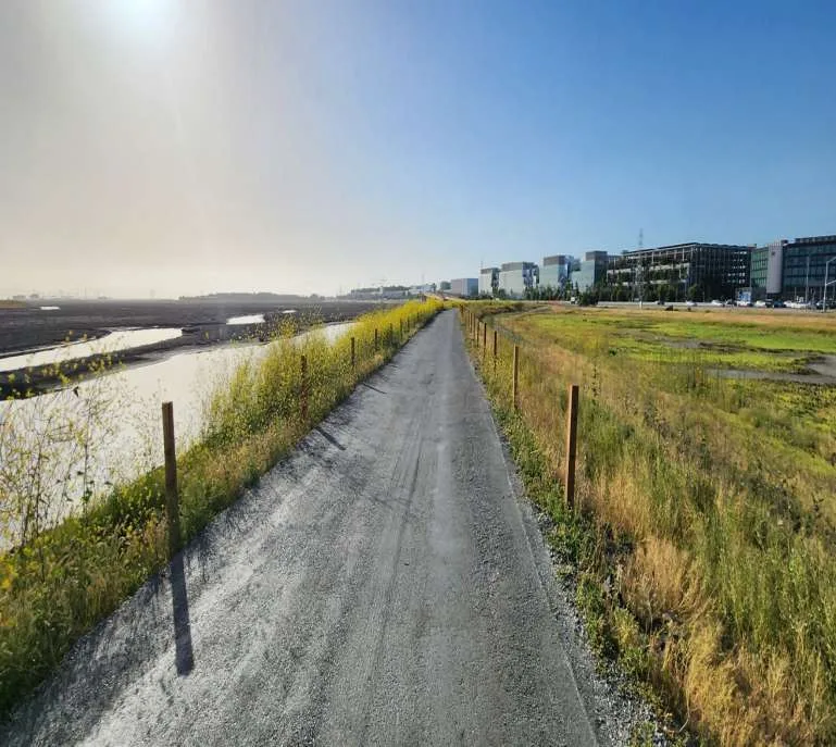 LL-TEQ Ravenswood Trail in Bedwell Bayfront Park, Menlo Park, adjacent to San Francisco Bay