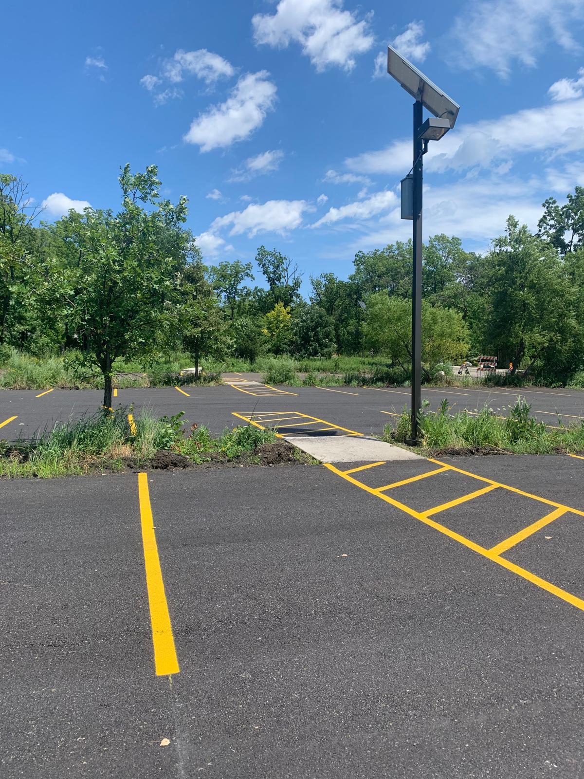 Finished, striped parking lot built on an LL-TEQ-stabilized base
