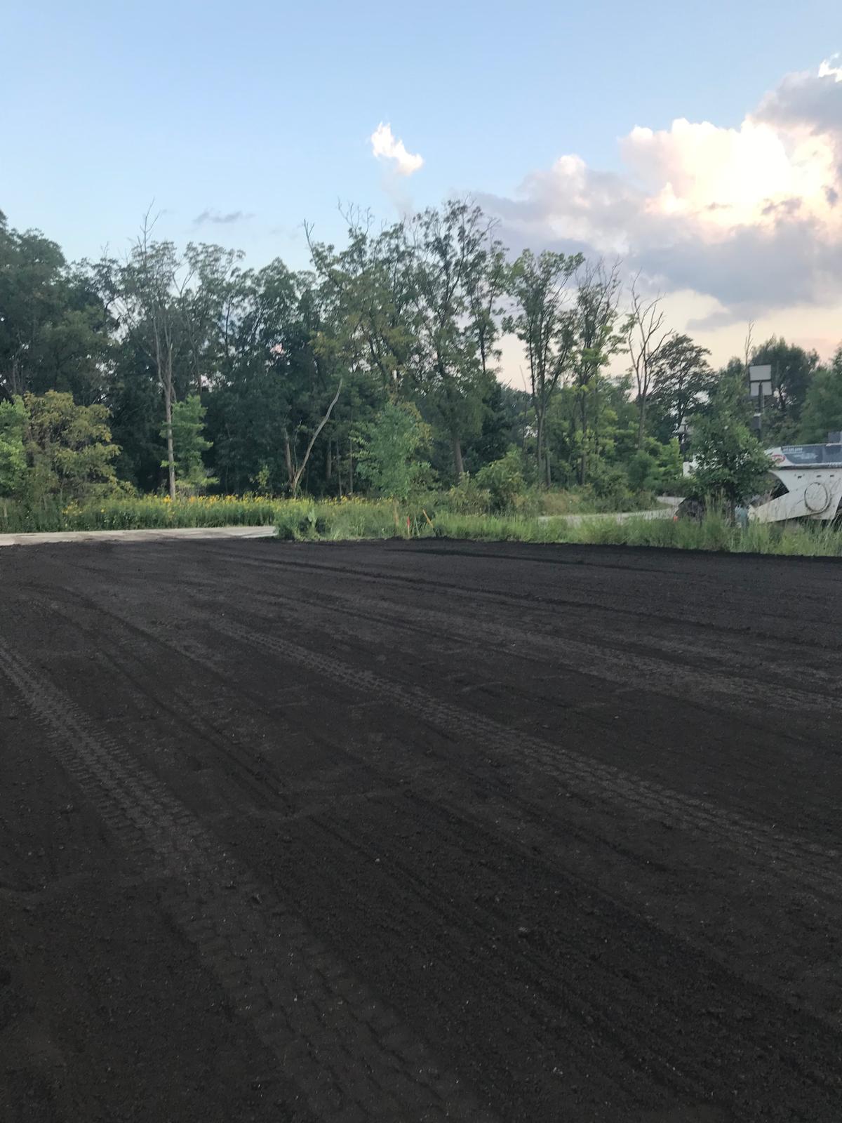 Freshly compacted in-place recycled base, ready for the wearing course
